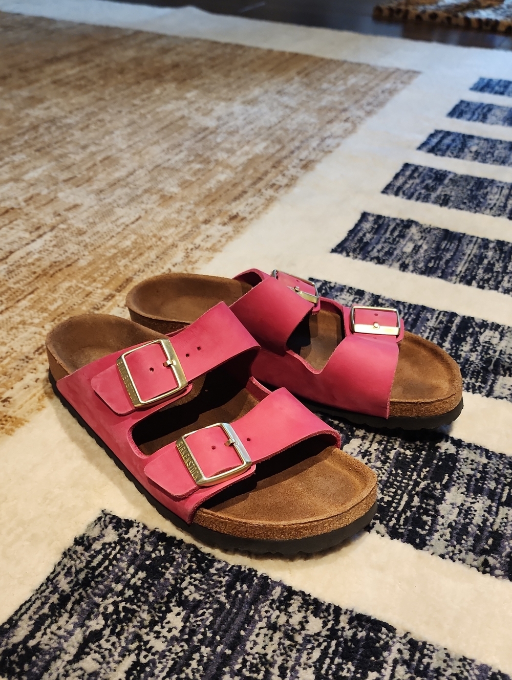 Birkenstock Hot Pink Two-Buckle Arizona Sandals